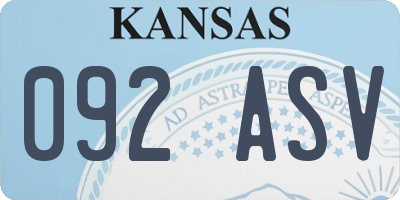KS license plate 092ASV
