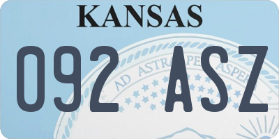 KS license plate 092ASZ