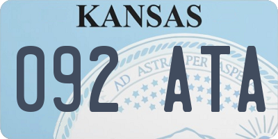 KS license plate 092ATA
