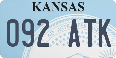 KS license plate 092ATK