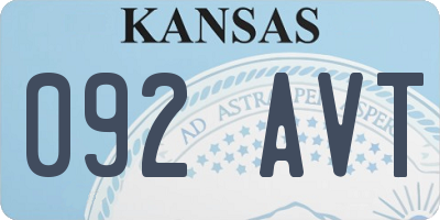 KS license plate 092AVT