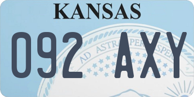 KS license plate 092AXY