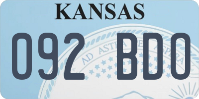 KS license plate 092BDO