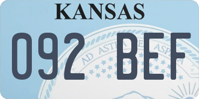 KS license plate 092BEF