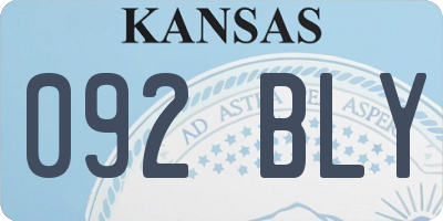 KS license plate 092BLY