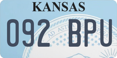 KS license plate 092BPU