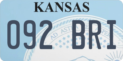 KS license plate 092BRI