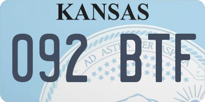 KS license plate 092BTF