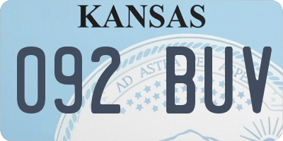KS license plate 092BUV