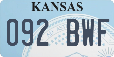 KS license plate 092BWF
