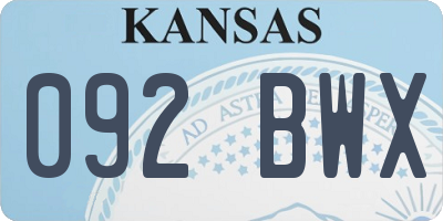 KS license plate 092BWX