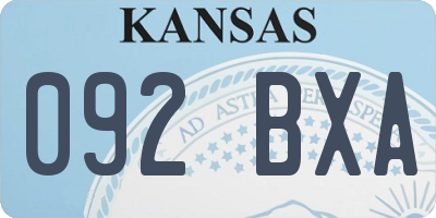 KS license plate 092BXA