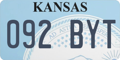 KS license plate 092BYT