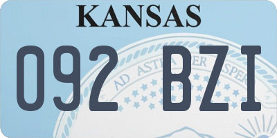 KS license plate 092BZI