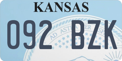 KS license plate 092BZK