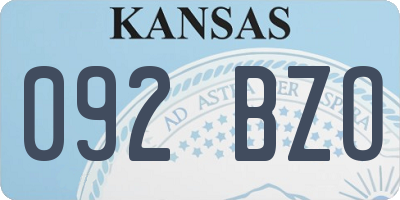 KS license plate 092BZO