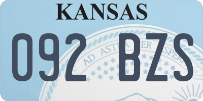 KS license plate 092BZS