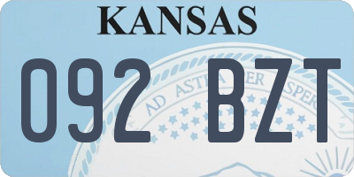 KS license plate 092BZT