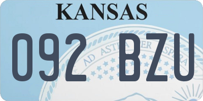 KS license plate 092BZU