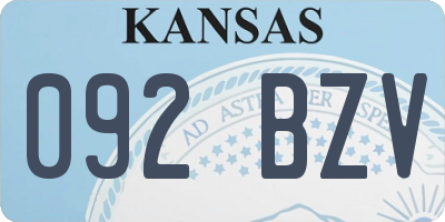 KS license plate 092BZV