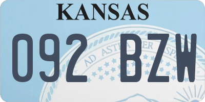 KS license plate 092BZW