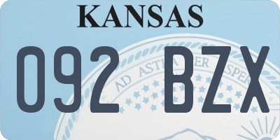 KS license plate 092BZX