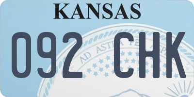 KS license plate 092CHK