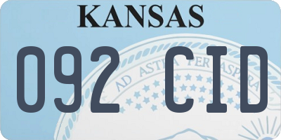 KS license plate 092CID