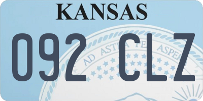 KS license plate 092CLZ