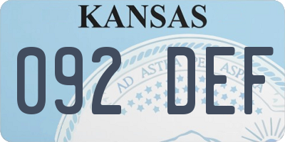 KS license plate 092DEF