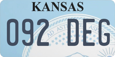 KS license plate 092DEG
