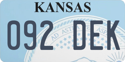 KS license plate 092DEK