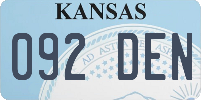 KS license plate 092DEN