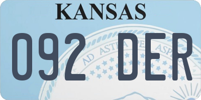 KS license plate 092DER