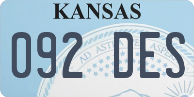 KS license plate 092DES