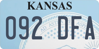 KS license plate 092DFA