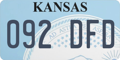 KS license plate 092DFD