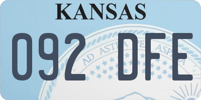 KS license plate 092DFE
