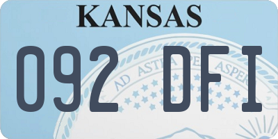 KS license plate 092DFI