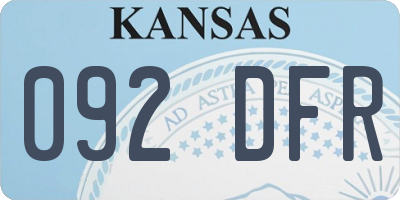 KS license plate 092DFR