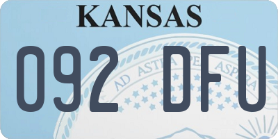 KS license plate 092DFU