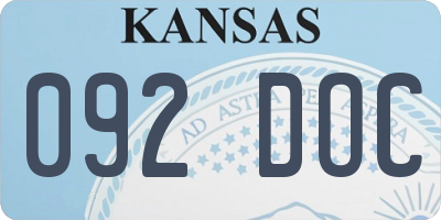 KS license plate 092DOC