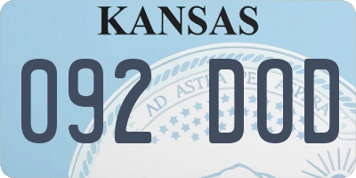 KS license plate 092DOD