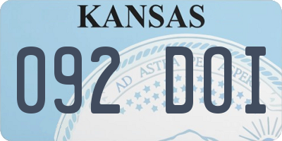 KS license plate 092DOI
