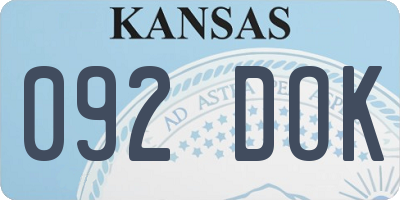 KS license plate 092DOK