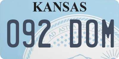 KS license plate 092DOM