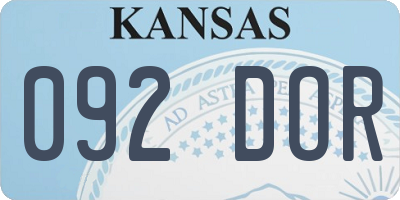 KS license plate 092DOR