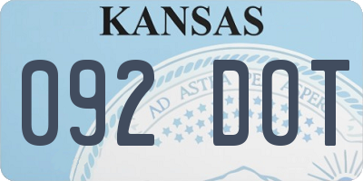 KS license plate 092DOT