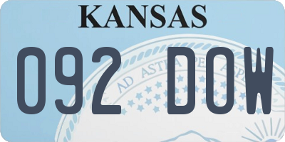 KS license plate 092DOW