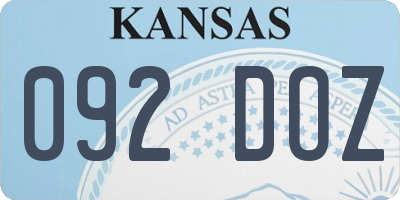 KS license plate 092DOZ